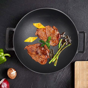 <span class=keywords><strong>Wok</strong></span> tradicional de hierro fundido, <span class=keywords><strong>Wok</strong></span> chino de hierro fundido con doble mango antiadherente - Product Image 6