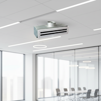 Grilles de plafond linéaires modernes en aluminium pour la climatisation, diffuseur de ventilation durable, boîte de plénum, lames noires, unité de sécurité avec cordon/chaîne, bouchon de protection