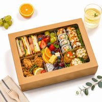 Boîtes alimentaires personnalisées avec fenêtre pour traiteur, emballage jetable pour camping, pique-nique, fête, boîtes bento