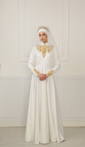 Maxivestido de novia de manga larga, diseño de lujo, para ceremonia nacional, musulmán - Product Image 3
