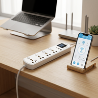 Prise d'extension intelligente Wi-Fi Jiuj avec surveillance de l'énergie, protection VA, multiprise Wi-Fi avec capteur de température NTC JJSVA-QC4LW