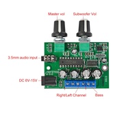 Placa Amplificadora de Subwoofer TDA2030 2.1, Amplificador de Audio Mini de 6W*2+25W, Amplificador de Bajos HIFI YD1517P para Altavoz de Subwoofer de 4-6 Pulgadas y 40W
