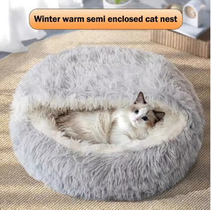 Tempat tidur kucing peliharaan lembut musim dingin bantal kucing bulat rumah kucing keranjang hangat tas tidur hewan peliharaan kandang kucing untuk anjing kucing kecil - Product Image 4