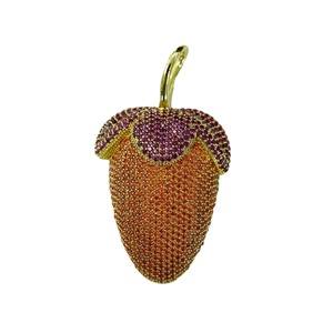 Collier pendentif Hip-Hop bicolore en zircon fraise, effet glacé et étincelant, coloré, accessoires de bijoux pour chanteurs - Product Image 1