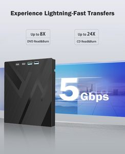 Grabadora de <span class=keywords><strong>DVD</strong></span> Externa Multifunción 7 en 1 USB 3.0 con Soporte para <span class=keywords><strong>DVD</strong></span> <span class=keywords><strong>RW</strong></span>, Puerto para Tarjetas CD/<span class=keywords><strong>DVD</strong></span> y SD/TF para PC Windows Linux - Product Image 2