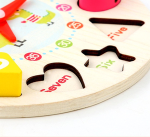 Đồng Hồ Kỹ Thuật Số Hình Học Đính Cườm Bằng Gỗ Giáo Dục Động Vật Hoạt Hình Đồ Chơi Giải Đố Đồng Hồ Dạy Học Cho Trẻ Em - Product Image 2