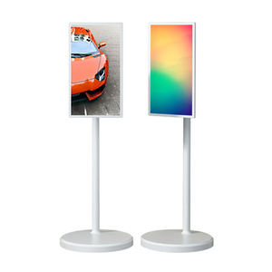 Téléviseur intelligent Android 12 de 24 pouces avec boîtier blanc, batterie intégrée, haut-parleur, écran LCD, unité portable d'intérieur sur pied – Édition US - Product Image 1