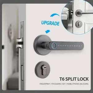 S604L Tuya BLE Biometric Fingerprint Door Lock Password Keyless Entry Door Knobs Lock Smart Handle Lock