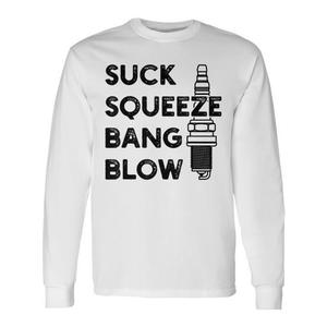 T-shirt à manches longues à thème moteur à essence quatre temps (souffler, presser, faire exploser, souffler) - Product Image 1