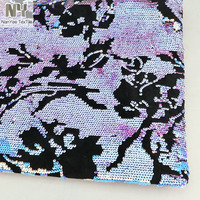 Tissu de pantalon en velours retourné à paillettes Nanyee Textile Fabulous London, bleu violet irisé brillant 5MM