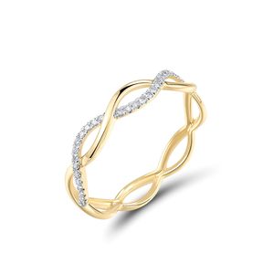 Anillo Apilable de Oro 10K con Diamantes Infinitos Trenzados, Banda Entrelazada de Media Eternidad con Micro Pavé para Joyería de Boda Femenina - Product Image 2