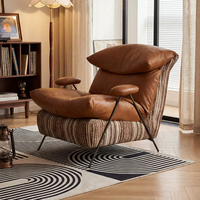 Fauteuil inclinable à dossier haut Rainuard - Accoudoirs en tissu moelleux et coussin épais pour salon, chambre et balcon