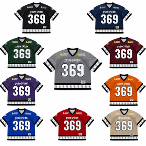 Maillot de football américain vintage surdimensionné, streetwear personnalisé, coupe ample, imprimé numérique, respirant, grande taille, séchage rapide, anti-UV, été - Product Image 1