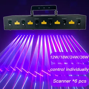 Luce effetto palcoscenico vendita calda Rgb a sei braccia piccola 3w x6 luce a fascio Laser di animazione a colori con Scanner