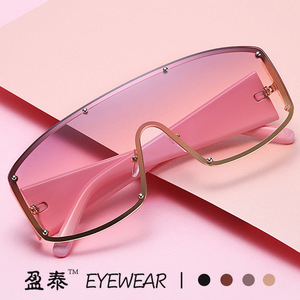 Yingtai Eyewear <b>Oversized</b> <b>Sunglasses</b> Plastic And Metal Frame UV400 Protection Unisex Street Style - Product Image 2