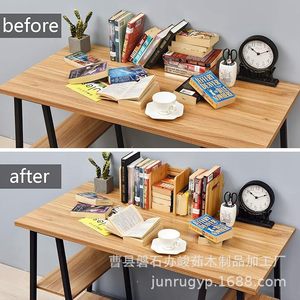 Wooden Extendable Bookshelf For <b>Desktops</b> Solid Wood Book Organizer Adjustable Storage Rack For Students And Children - Product Image 3