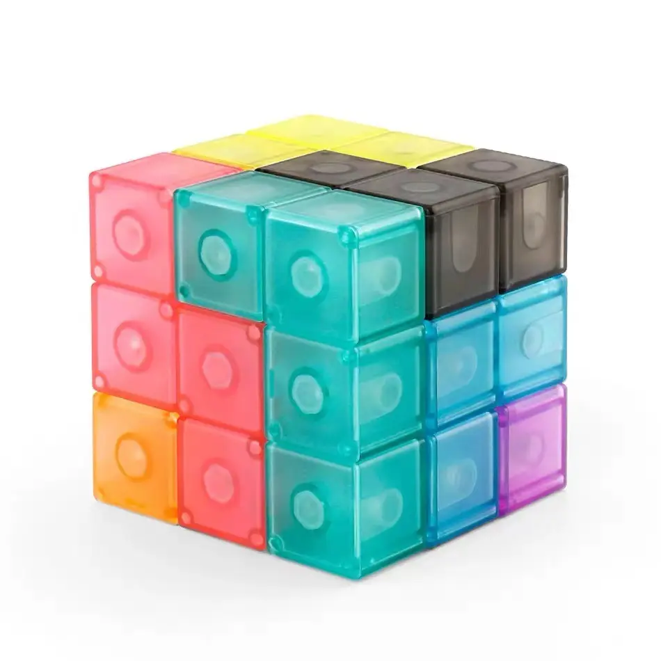 Mainan balok susun magnetik kubus Ruban anak-anak mainan puzzle Rusia