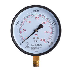 새로운 디자인 4 "1/4 압력 게이지" 화재 스프링클러 시스템 용 황동 하단 연결 300 <span class=keywords><strong>psi</strong></span> 압력 게이지 - Product Image 1