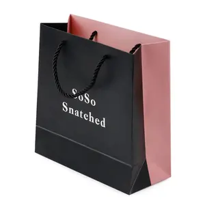 Personality Custom Printed Black Luxury Brand Retail Shopping Packaging Clothing Paper Bag With Logo