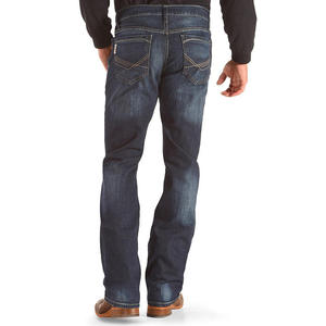 Men's Vintage Western Boot Cut Solid Denim <strong>Work</strong> <strong>Jeans</strong> with Medium Wash Mid Waist Summer Knitted Weaving Method Custom - Product Image 3