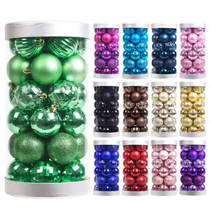 圣诞装饰品6厘米形状电镀塑料圣诞树球挂件配件30圣诞球套装