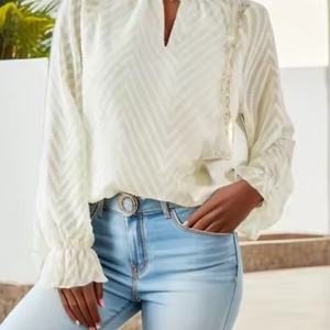 Blusa Corta de Manga Larga con Diseño Nuevo, Blusa de Seda Informal y Elegante para Verano, Tops para Mujer - Product Image 3