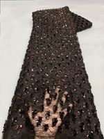 NI.AI Nouveau design de dentelle perlée avec fleurs brodées et paillettes, tissu en dentelle filet pour matériaux de robes de mariée