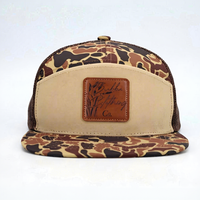 Casquette de chasse Richardson 7 panneaux en maille personnalisée de haute qualité avec logo brodé, camouflage vert, casquette trucker Richardson 112