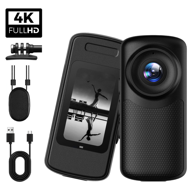 Mini Body Camera Wearable Pocket Cam Thumb Action 1080P 4K WiFi Waterproof Pet Monitoring 90 Wide Angle with Touch Screen