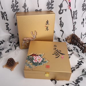 New high-end gift packaging box for deer antler, traditional Chinese medicine wooden box with hollowed-out <b>spray</b> <b>paint</b> flip-top - Product Image 1