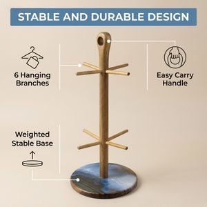 Soporte para Tazas de Café con Base Más Gruesa, Estante de Madera para Tazas, Soporte para Tazas de Café para Mostrador, Soporte para Tazas de Café con 8 Ganchos - Product Image 5