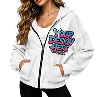 Sweat à capuche d'hiver pour femme en tricot gaufré Palaka (impression personnalisée disponible) à épaules tombantes et fermeture éclair (matériaux écologiques)