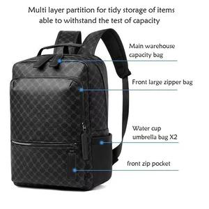 Individuelles Logo Premium PU-Leder Wasserdichter Herren Business Büro Reise 15 Zoll Laptop Rucksack für Männer - Product Image 2