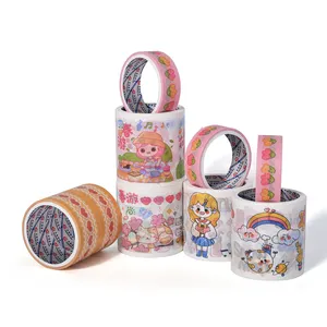 Fabricante por atacado de impressão personalizada diário colorido decoração papel adesivo mascaramento fitas Washi diário para menina