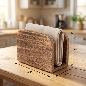 Support de serviettes rectangulaire de luxe en teck artisanal, diamètre 400 mm, écologique, support de table, dessous de plat, épaisseur personnalisable - Product Image 2