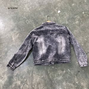 Nouvelle mode de <span class=keywords><strong>veste</strong></span> <span class=keywords><strong>en</strong></span> <span class=keywords><strong>jean</strong></span> pour femmes, manches longues, bouton ample, revers court, sauvage, décontractée, <span class=keywords><strong>veste</strong></span> <span class=keywords><strong>en</strong></span> <span class=keywords><strong>jean</strong></span> noire décolorée au soleil - Product Image 6