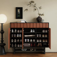Meuble à chaussures de style mi-siècle pour salon, design chinois, en bois massif, rangement pour chaussures, armoire à chaussures pour entrée