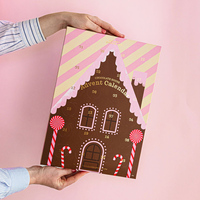Boîte de calendrier de l'avent en chocolat avec feuille d'or personnalisée, 24 portes, emballage cadeau de Noël de luxe en forme de livre magnétique
