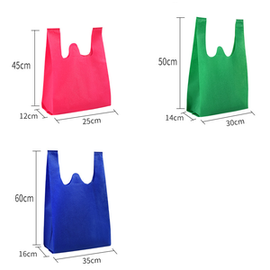 Logo multicolore personnalisable sérigraphié écologique W Cut pliable réutilisable Non tissé T-Shirt sac à provisions - Product Image 2