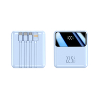 Chargeur rapide PD 22,5W en vente flash, batterie externe portable 10000mAh avec écran LED mini et câble intégré