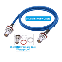 Câble Mini RG59 75 Ohm HD SDI BNC vers BNC Mâle/Femelle Noir/Bleu 75-2.5 1855A Pigtail pour Caméra Vidéo HD-SDI/3G-SDI/4K CCTV