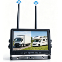 Système de caméra de recul sans fil Yoelbaer RV AHD 720P avec moniteur IPS 7 pouces à écran partagé pour tableau de bord et carte SD