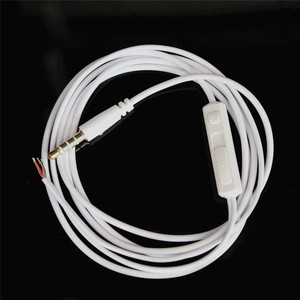 White Audio Cable 3.5 Mm With Remote <b>Control</b> 120 Cm Length Universal For Mobile <b>Phones</b> Headsets - Product Image 1