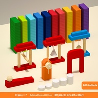 Vente en gros de 1200 pièces personnalisées de blocs de construction dominos en bois jeux de bricolage colorés pour enfants boîte emballée