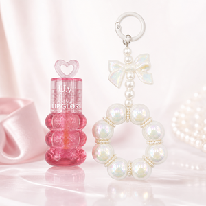 Set Regalo Mini Lucidalabbra con Portachiavi Personalizzabile OEM/ODM, Gel Rosa Trasparente Scintillante Non Appiccicoso, Accessorio Decorativo Portatile per Borsa - Product Image 1