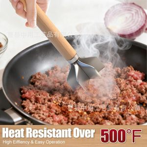 Meat Chopper Potato <b>Shredder</b> 304 Stainless Steel Wood Handle Non Stick For Ground Meat And <b>Vegetables</b> - Product Image 2