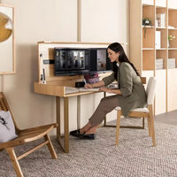 Fabricant de meubles, mécanisme de couvercle rabattable personnalisé et design ergonomique pour bureau d'ordinateur avec compartiment de rangement caché