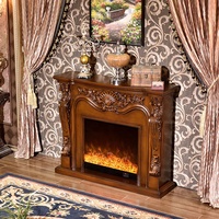Cheminée en bois massif antique la plus vendue avec insert à simulation de flamme