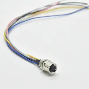 Cable de montaje de panel hembra, conector redondo de 6 pines, resistente al agua IP67, M8