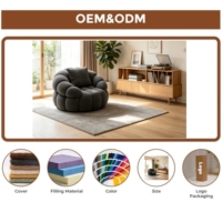 Boucle Loungesessel Dunkelgrau für Sofa Einzelsitz Akzent-Lesesessel Wohnzimmer Apartment Nordisches Hotel Lounge-Möbel
